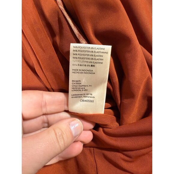 Anthropologie Double V Mesh Ruched Sleeveless Burnt Orange Tank Top Blouse XL - Picture 5 of 5